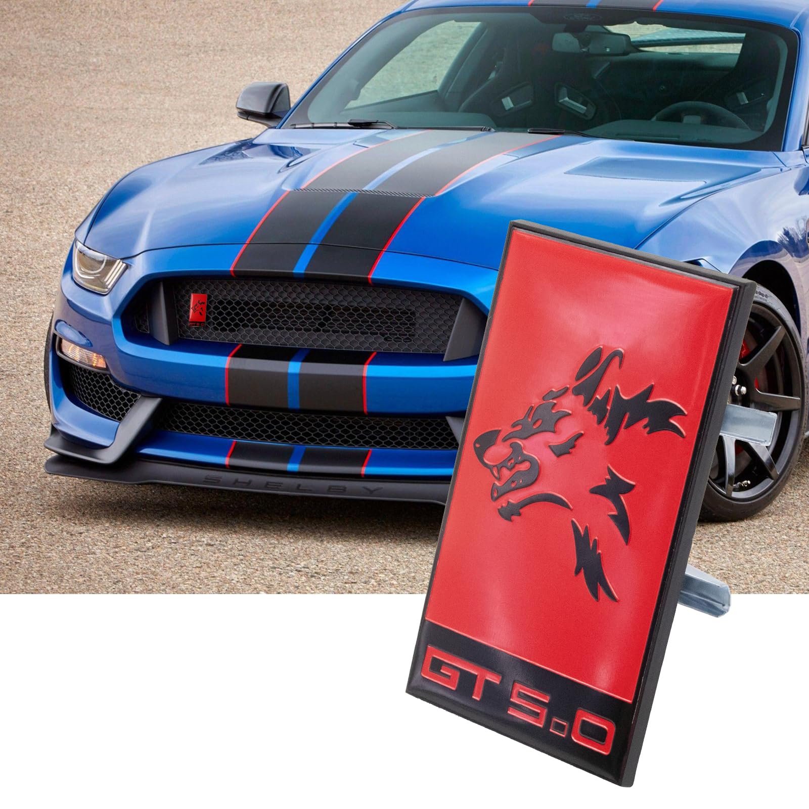 1PC Black Red Coyote Logo Pattern for Car Front Grille Grill Badge Custom Metal Hood Emblem with Screw Icon (Red)