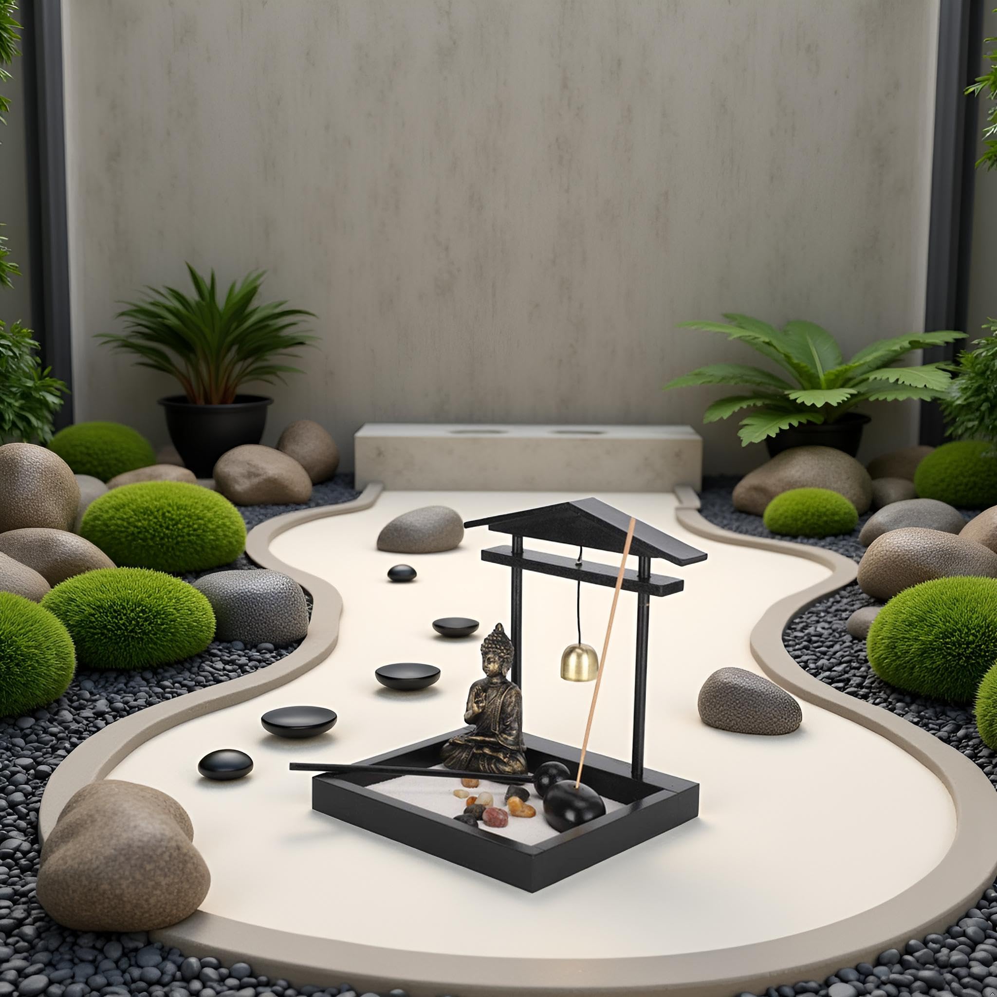 Amazon.co.jp: Pssopp Zen Garden デスクトップ 座っている仏像 お香