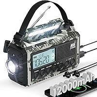 Roxicosly 12000mAh Hand Crank Emergency Radio: NOAA Weather Alerts, SOS, Solar Charger, Flashlight for Survival Kit