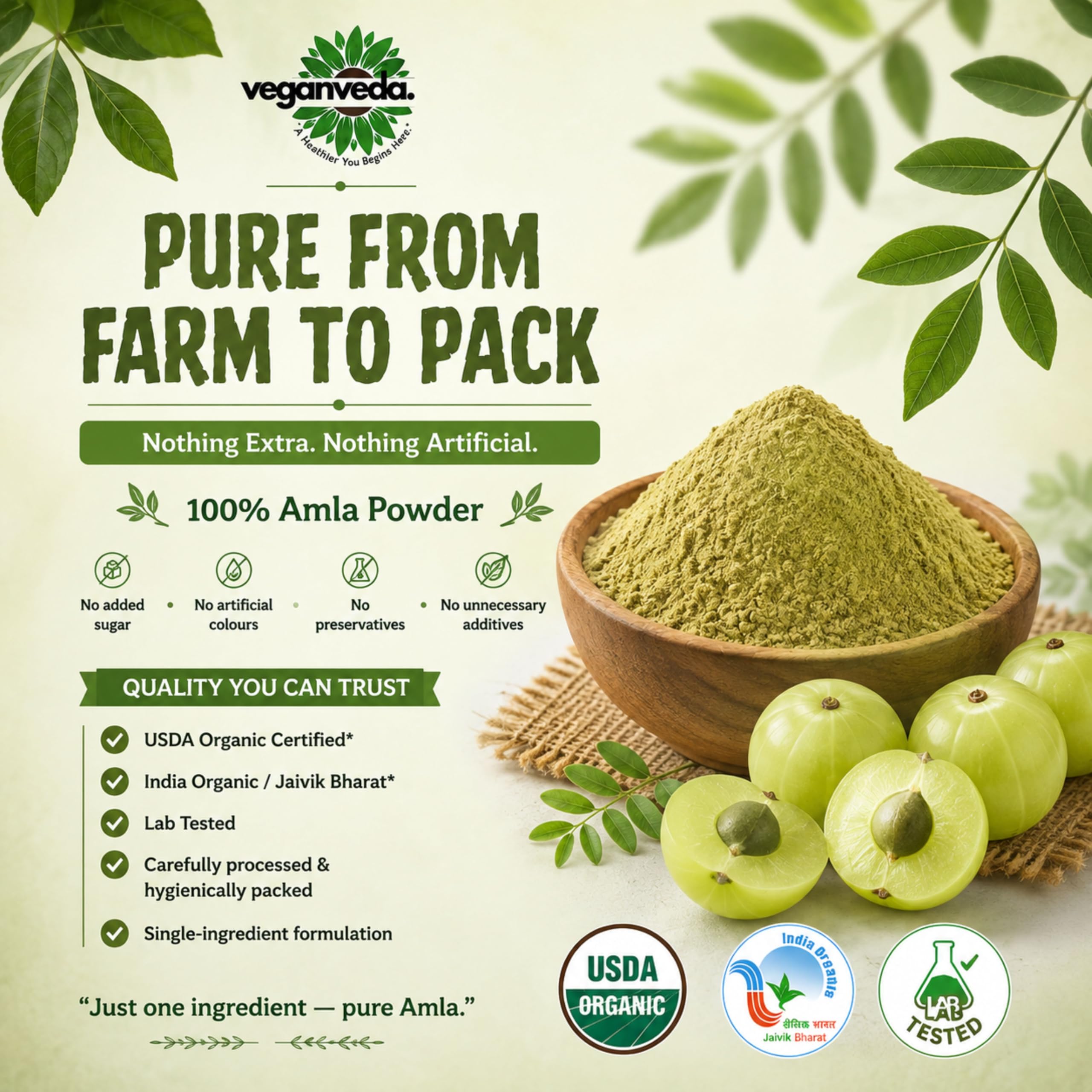 Certified Organic Amla Powder For Hair Growth 200g — Amazon image 3