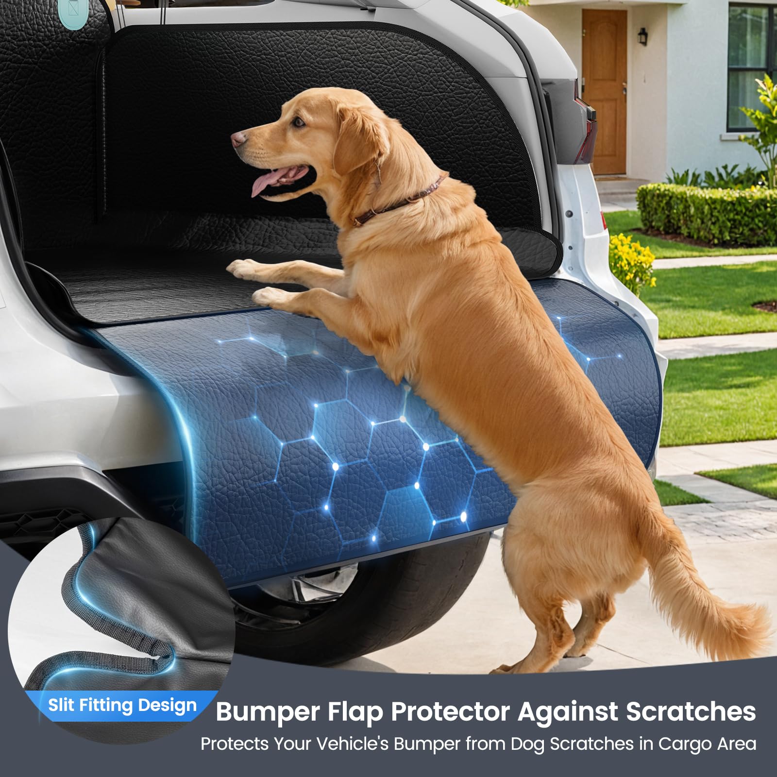SUV Cargo Liner per cani in pelle PU impermeabile copertura del bagagliaio per animali domestici con pannelli laterali più alti, tappetino per cani per SUV furgoni con protezione paraurti