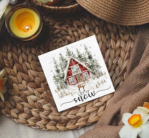 Miniatura 4 de Let It Snow Winter - Cartel de madera de Navidad, decoración de granja, letrero de madera de reno para decoración de mesa de escritorio de oficina