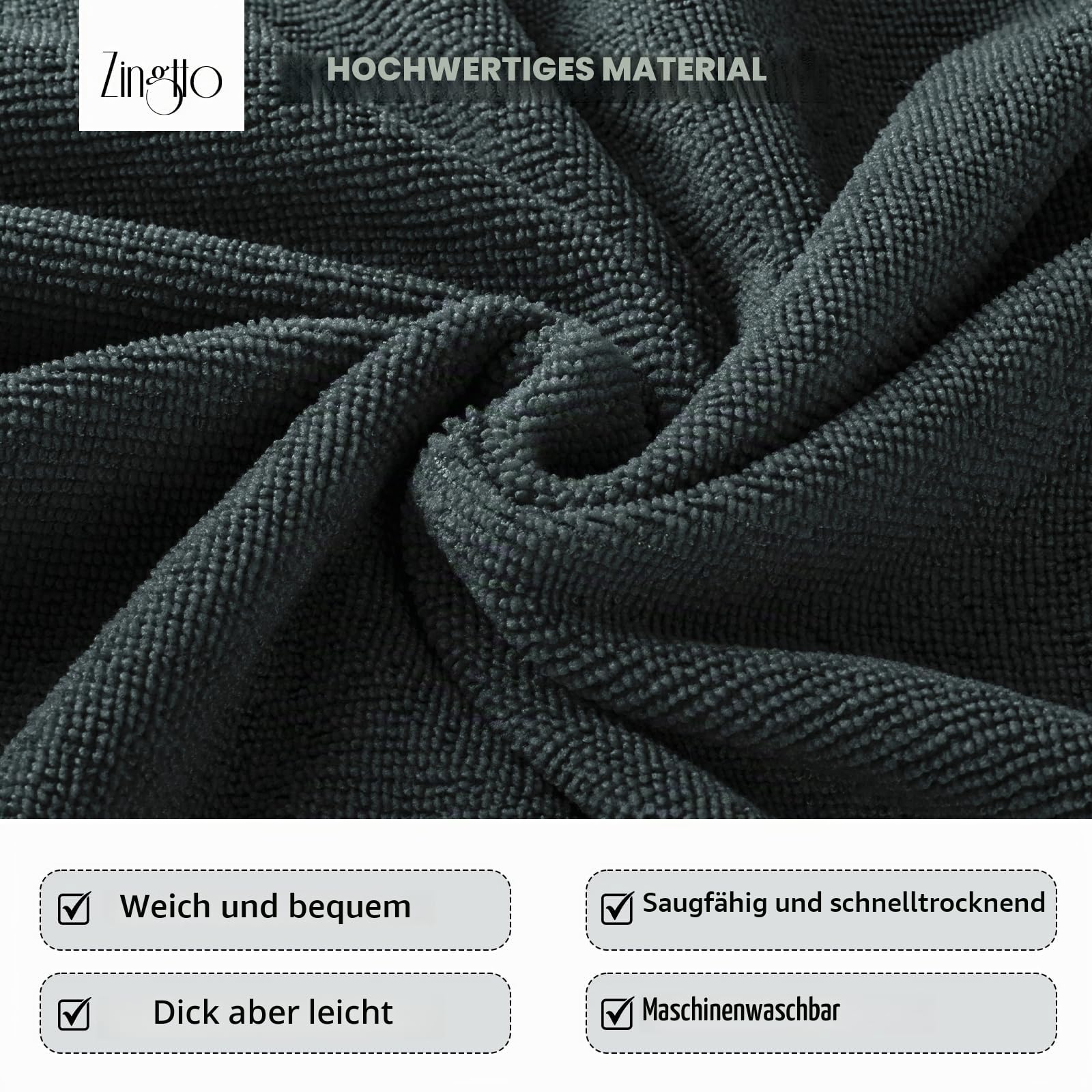 Surf Poncho Wickelmantel, extra groß, dick, Handtuch-Poncho für Damen und Herren, mit Kapuzentasche für Strand, Schwimmen, 119,4 x 94 cm, Schwarz