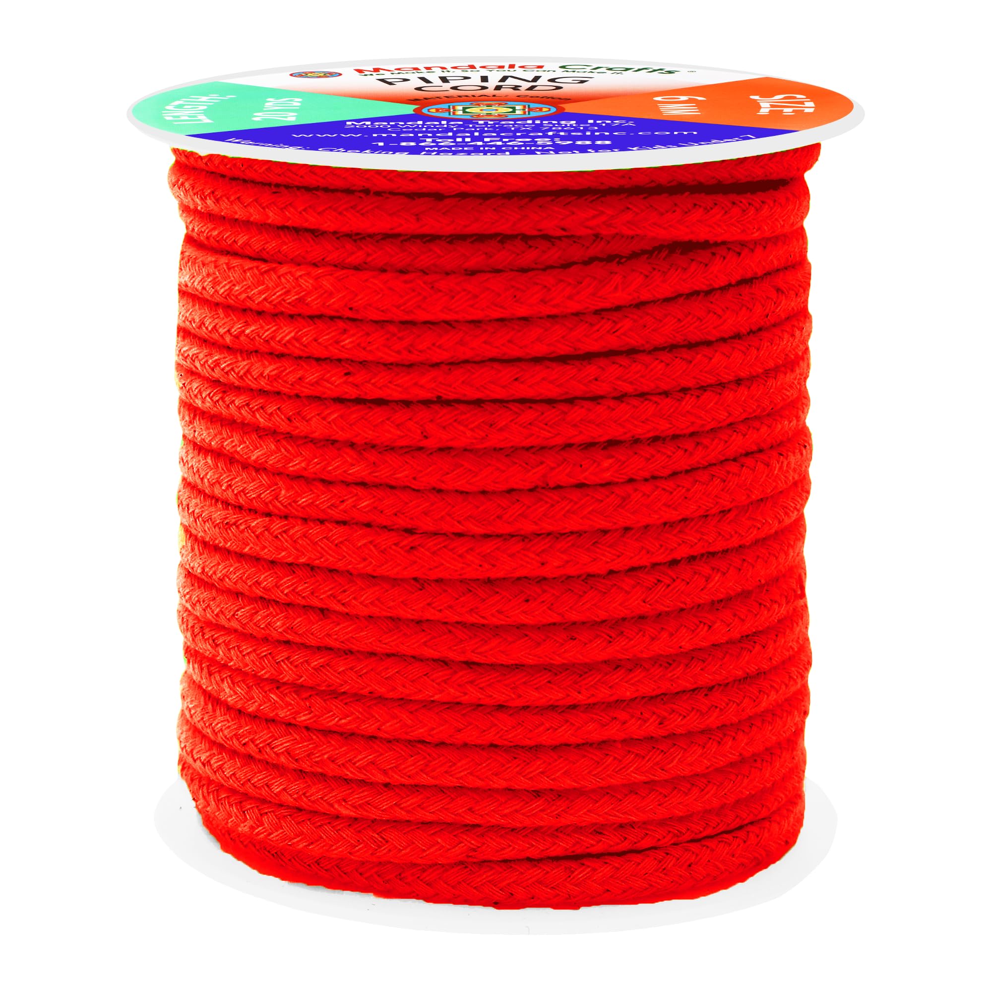 Mandala Crafts Red Soft Replacement Drawstring Cords for Sweatpants Bags - Piping Cord for Sewing Upholstery - 20 Yds 6mm Cotton Cording Macrame Rope