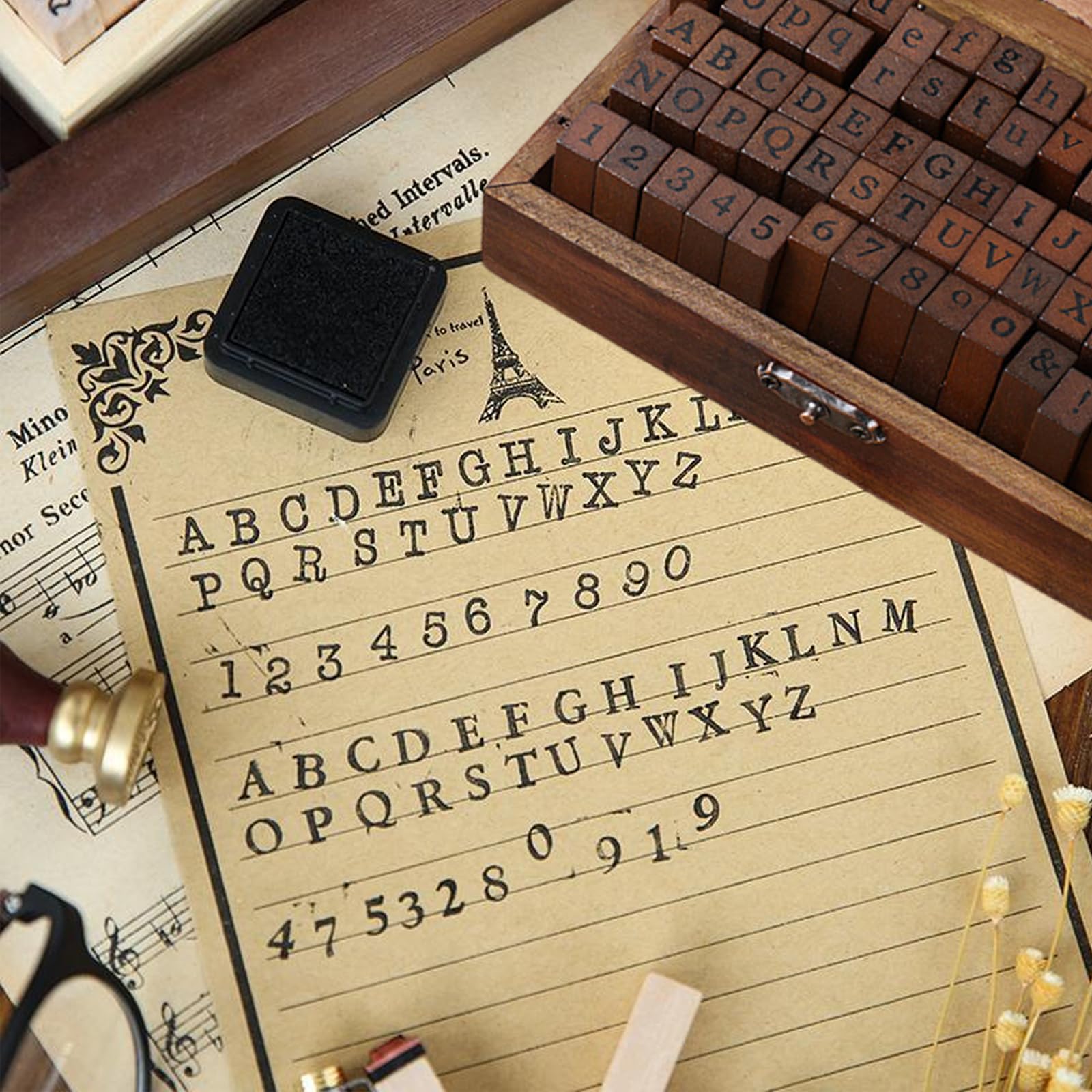 YID Kit De Tampons En Bois Vintage Alphabet Et Chiffres Pour Scrapbooking DIY - Beaux