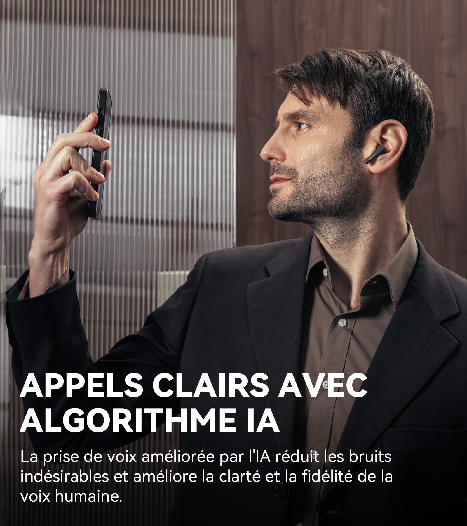 Edifier X5 Pro Écouteurs à Réduction Active du Bruit avec Appels Améliorés par Une IA, Transparence, Charge Rapide, Mode Gaming, Indice d'Étanchéité IP55, Écouteurs Bluetooth 5.3 sans Fil - Noir