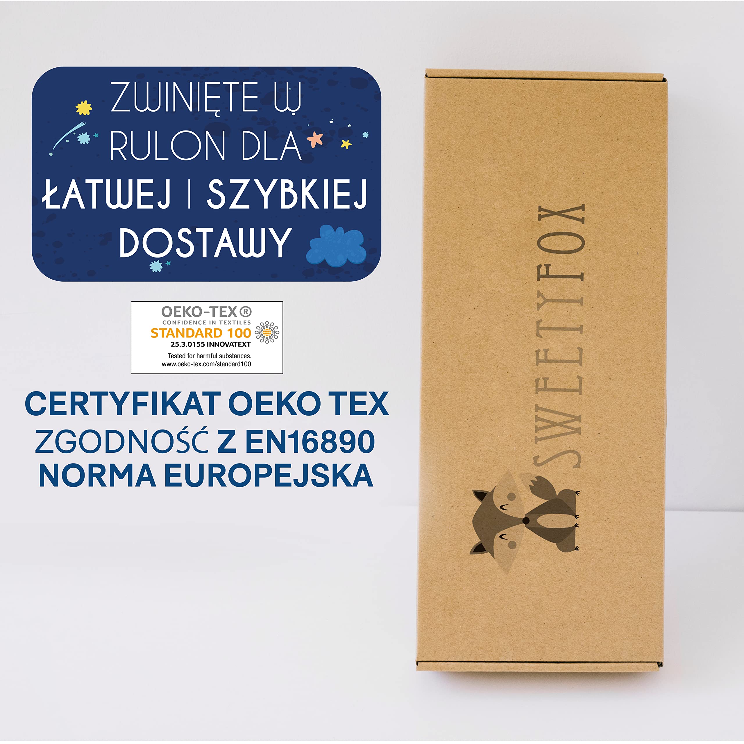 Materac Niemowlęcy 120 x 60 Made in Europa i OEKO TEX by Sweety Fox – Materac 60x120 Dwustronny ze Stroną letnią i Zimową – Wysokość 11 cm i Gęstość 25 kg/m3