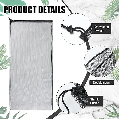 Miniatura 2 de Wesnoy 6 bolsas de malla de 24 x 48 pulgadas, bolsa de malla con cordón, bolsa de almacenamiento de malla, bolsa de equipo deportivo para pelotas de