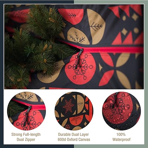 Miniatura 4 de Tree Nest Oxford Bolsa de almacenamiento para árbol de Navidad, 7.5 pies, con ruedas, impermeable, rectangular, elegante, cierre de cremallera