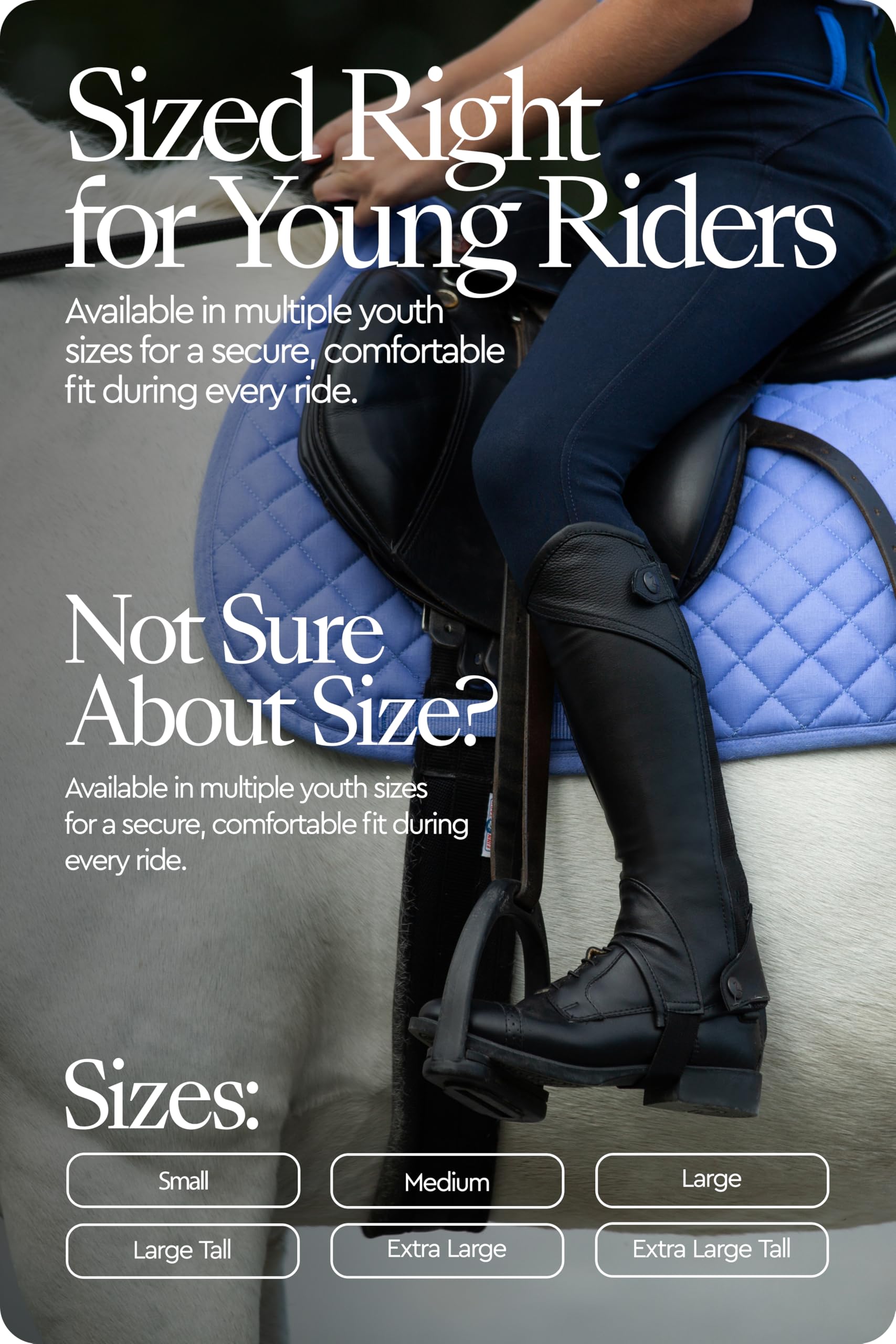 HORZE Leder Chaps für Kinder, Schwarz, 10H