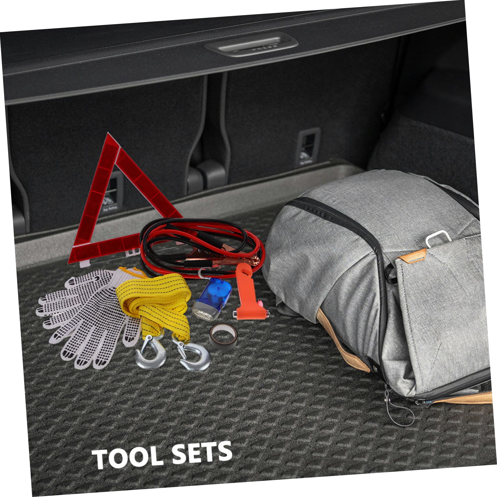 GLEAVI Kit di Emergenza Auto Attrezzi, Set in Abs, Gomma e Metallo, per Ispezioni Veicolo, Assistenza Completa e Sicurezza
