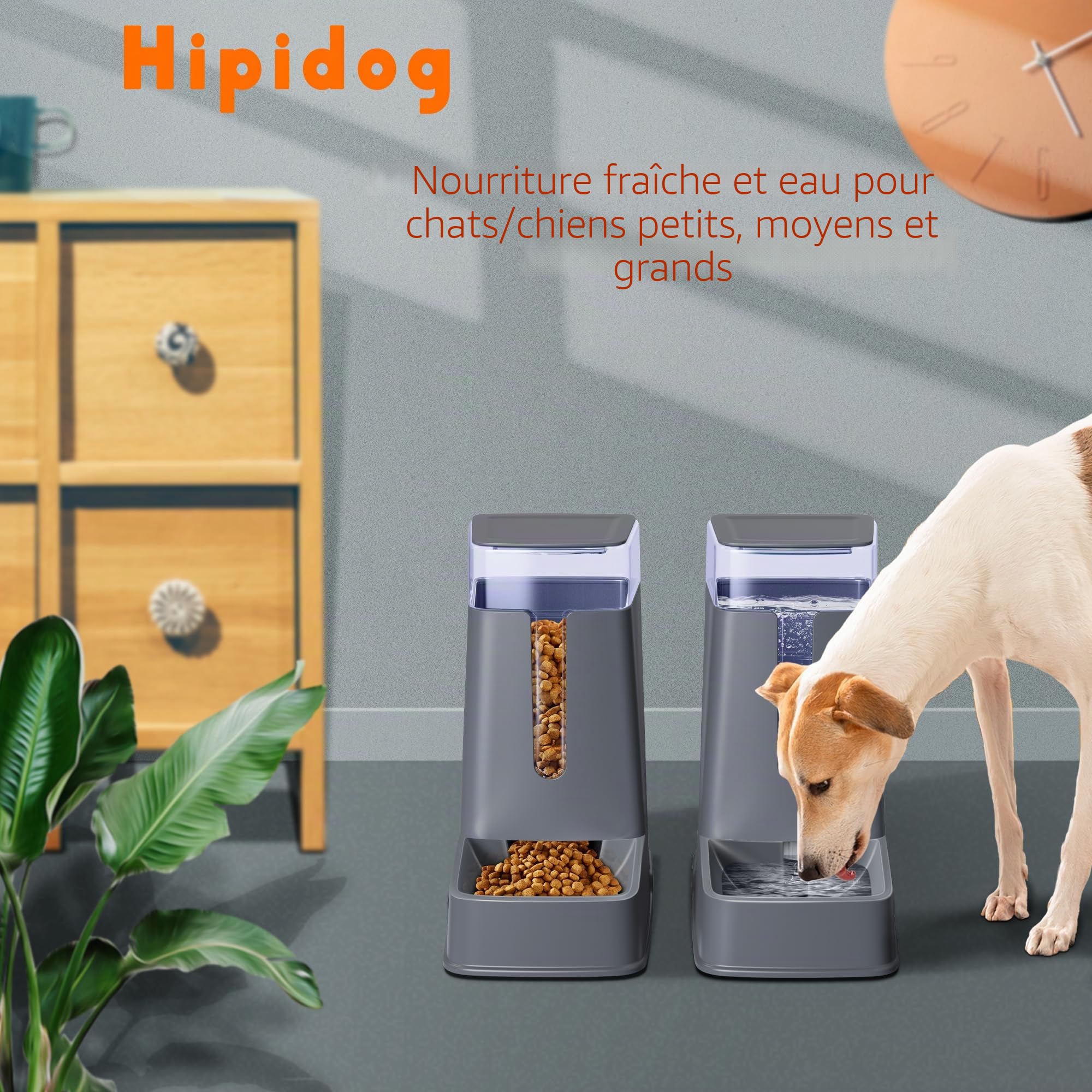 Lot de 2 distributeurs automatiques de Nourriture et d'eau pour Chat de Petite, Moyenne et Grande Taille, pour Chats, Chiens, Chiots, Chatons, 3,8 l x 2