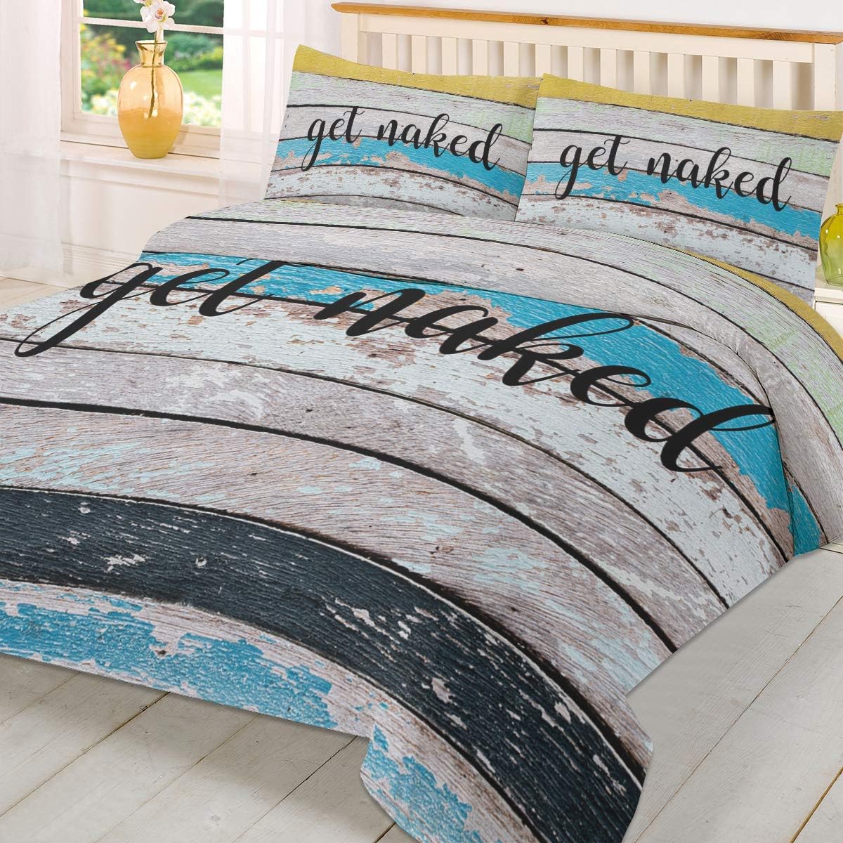 Buу 1 gеt 1 🔥 Crystal Emotion King Bedding Duvet Cover Sets 3Pieces Collections Funny Wooden Quotes Home Quilt Bedding Covers and Pillowcase Sets Decorative Bedding Set for Girls/Kids/Women, Get Naked