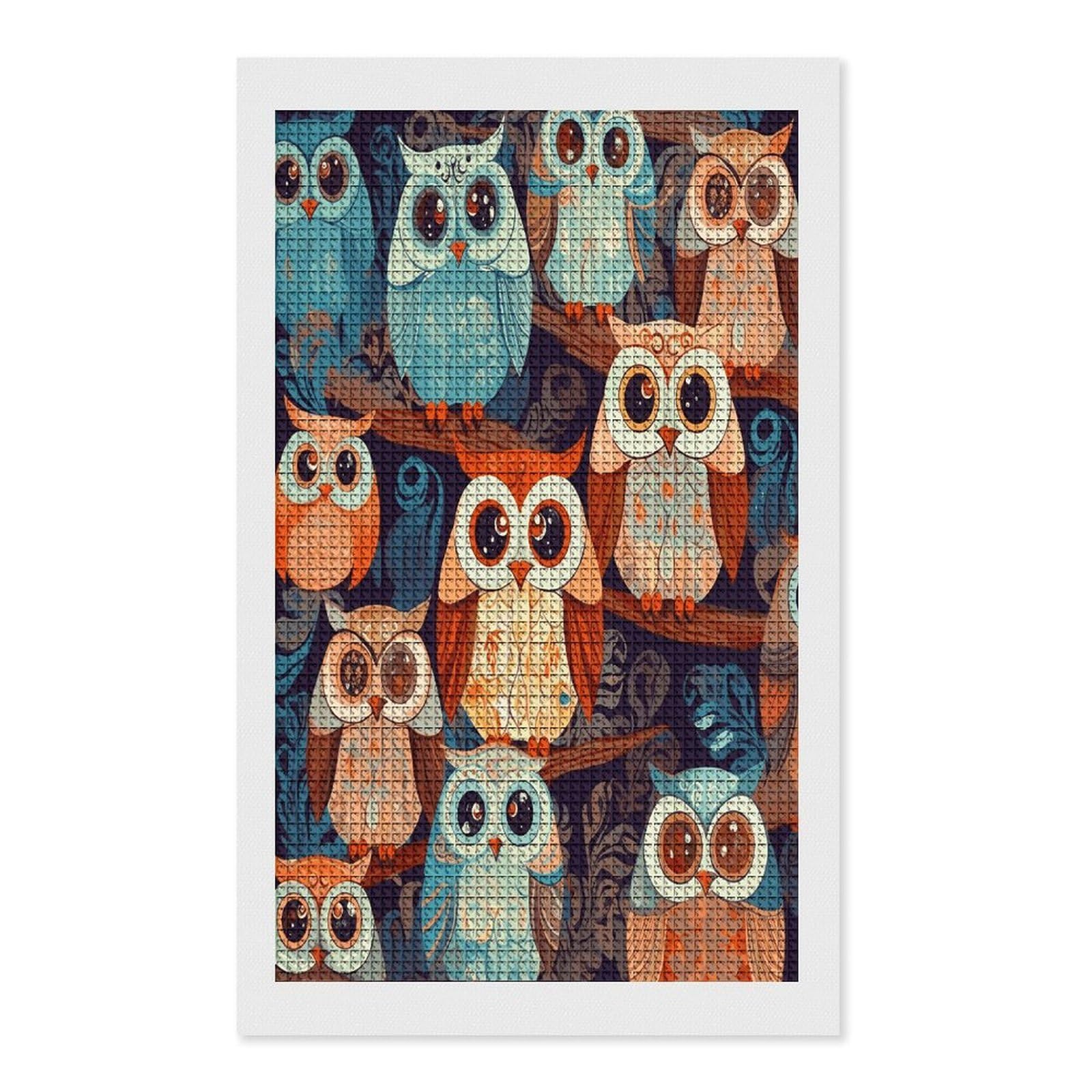 FodPand Anime Owl Diamond Painting Kit for Beginner Fun 5D DIY Crafts for Adults Diamond Art Kits Square Diamond Art Canvas Painting Gem Art Crafts for Home Wall Decor 12"x20"