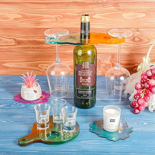 Miniatura 4 de Geiserailie 4 piezas de soporte para copas de vino, molde de resina, bandeja de servir, molde epoxi, estante de vino, molde de silicona, moldes de