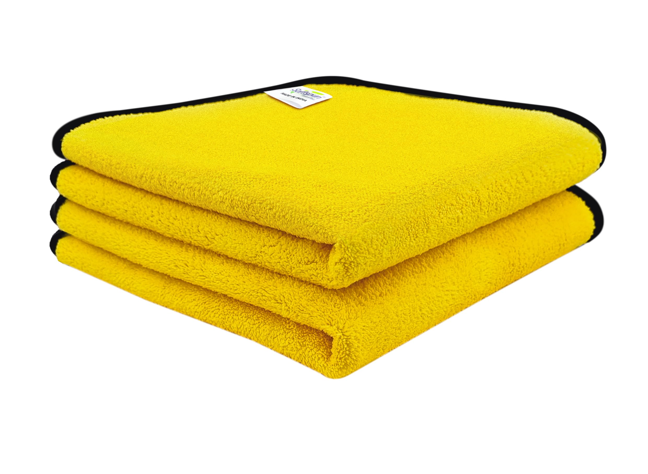SOFTSPUN Microfiber Cloth for Car Coral 800 GSM 40X40cms 2 Pcs Yellow+Grey! Extra Thick Microfiber Cleaning Cloths Perfect for Bike, Auto, Cars Both Interior and Exterior.-image-42