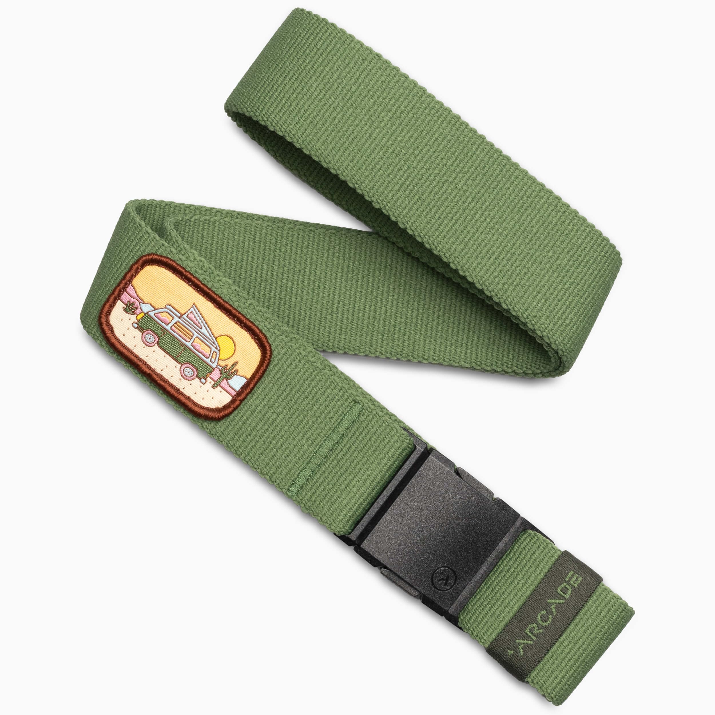 Arcade Belts A2 Unisex Adventure Belt: Heavy Duty Stretch, Metal Free Buckle, Earthling - Dill, Standard (Up to 40"); 1.5" Wide