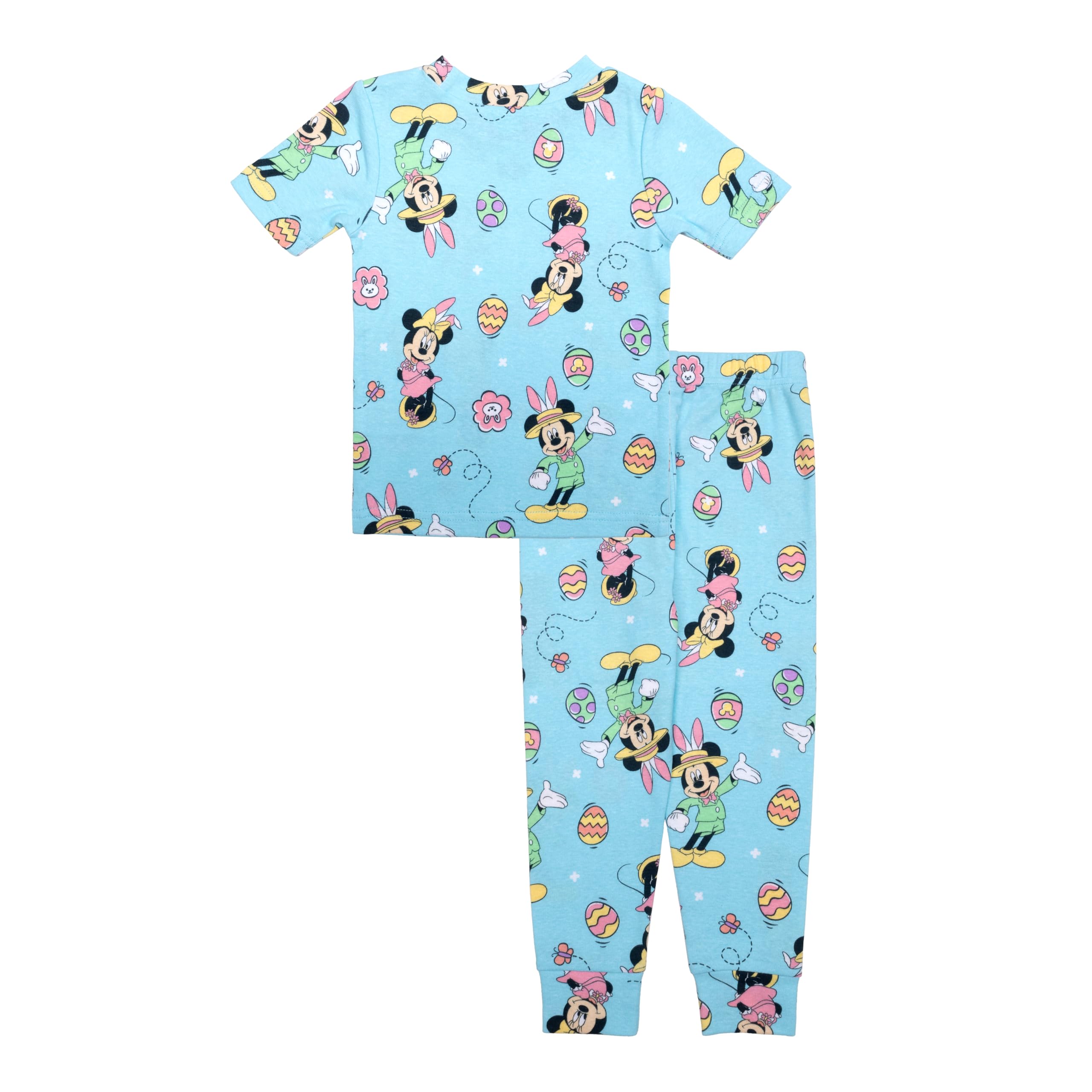 Disney Conjunto de pijama unisex infantil Mickey Minnie Mouse, ajuste ceñido, algodón, divertido, Pascua, 2T, Divertida fiesta de Pascua, 2 años