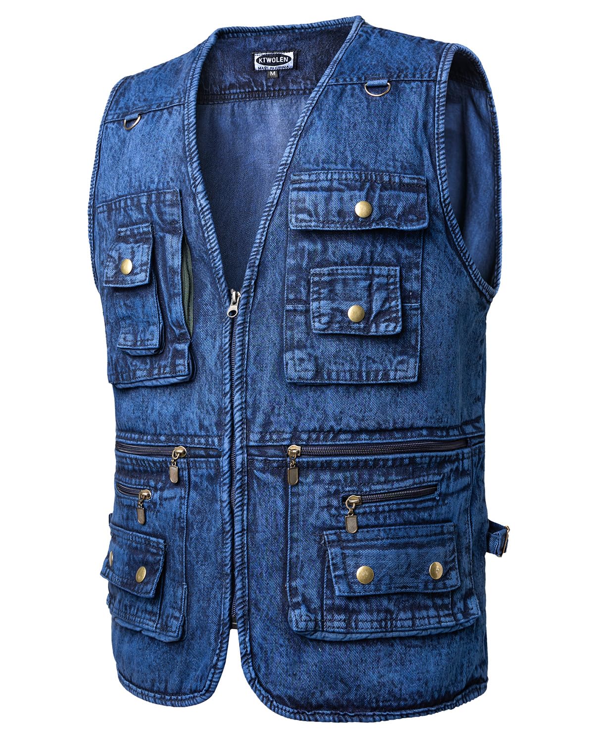 Herren Retro Jeans Weste Motorrad Weste Vintage Kutte Jeansweste Ärmellos Jeans Jacke Denim Weste mit Vielen Taschen