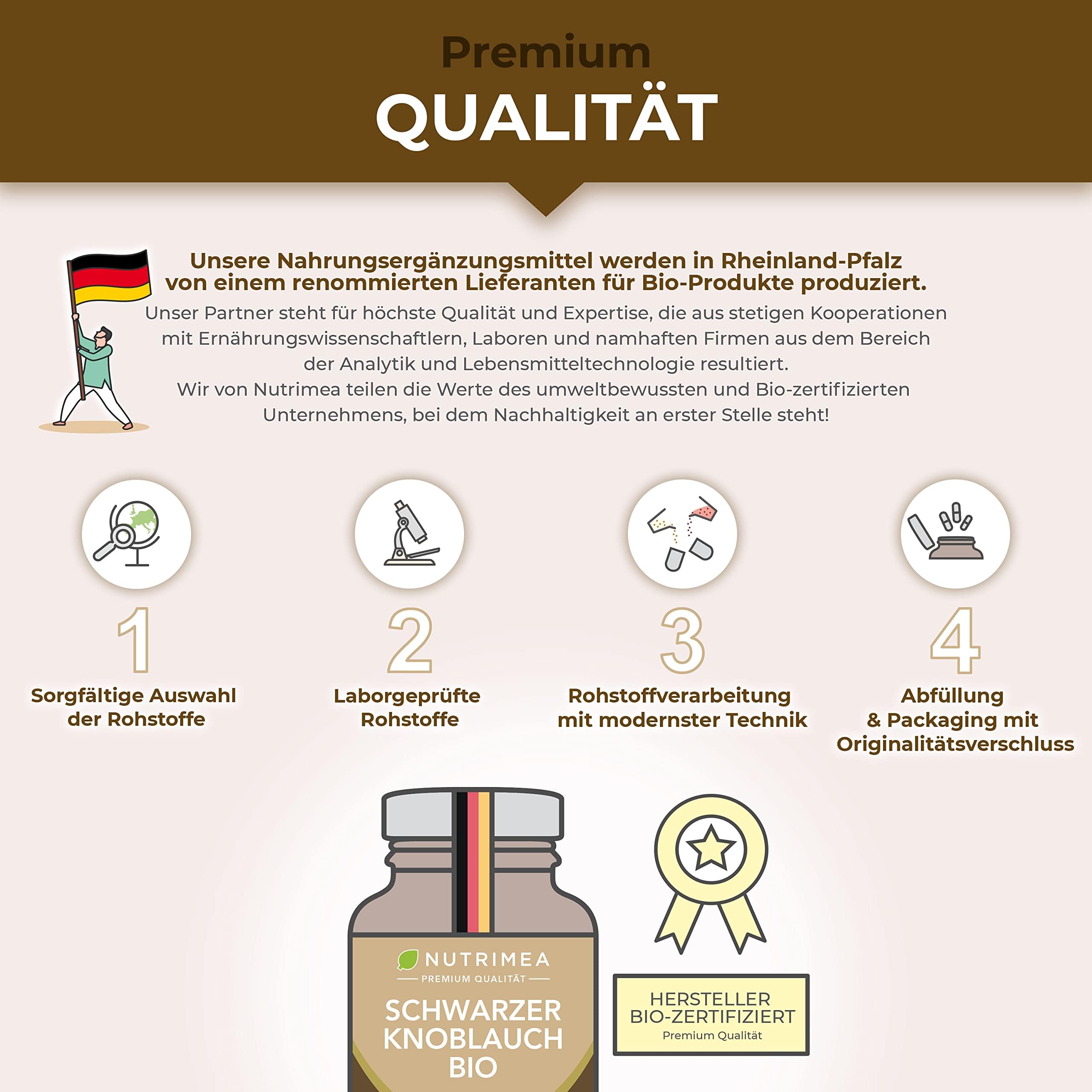 Schwarzer Knoblauch Bio - Reiner Extrakt fermentiert - Mit S-Allyl-Cystein - Hochdosiert Kapseln - Veganes Produkt - Nutrimea - Premium Qualität (Packung mit 2)