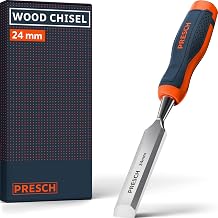 Presch Wood Chisel 24mm - Perfectly Polished for immediate use - for Professionals with 25  Angle - Robust Metal Impact Cap for Long-Lasting use - Ergonomic Handle for a Secure Hold