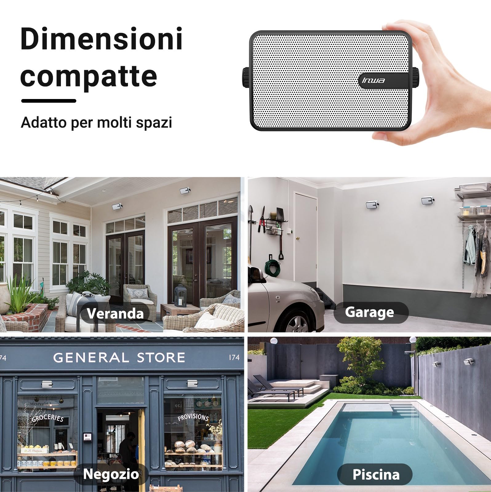 Inwa Cassa Bluetooth Esterni IPX5 Altoparlante Wireless 250W RMS 25W