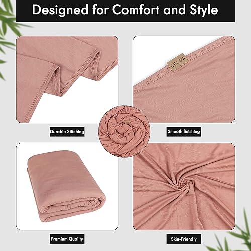 Miniatura 5 de K E L O R Manta de bambú de lujo, doble cara, elástica, ligera, suave y transpirable, viscosa de bambú refrescante con elastano, manta de viaje