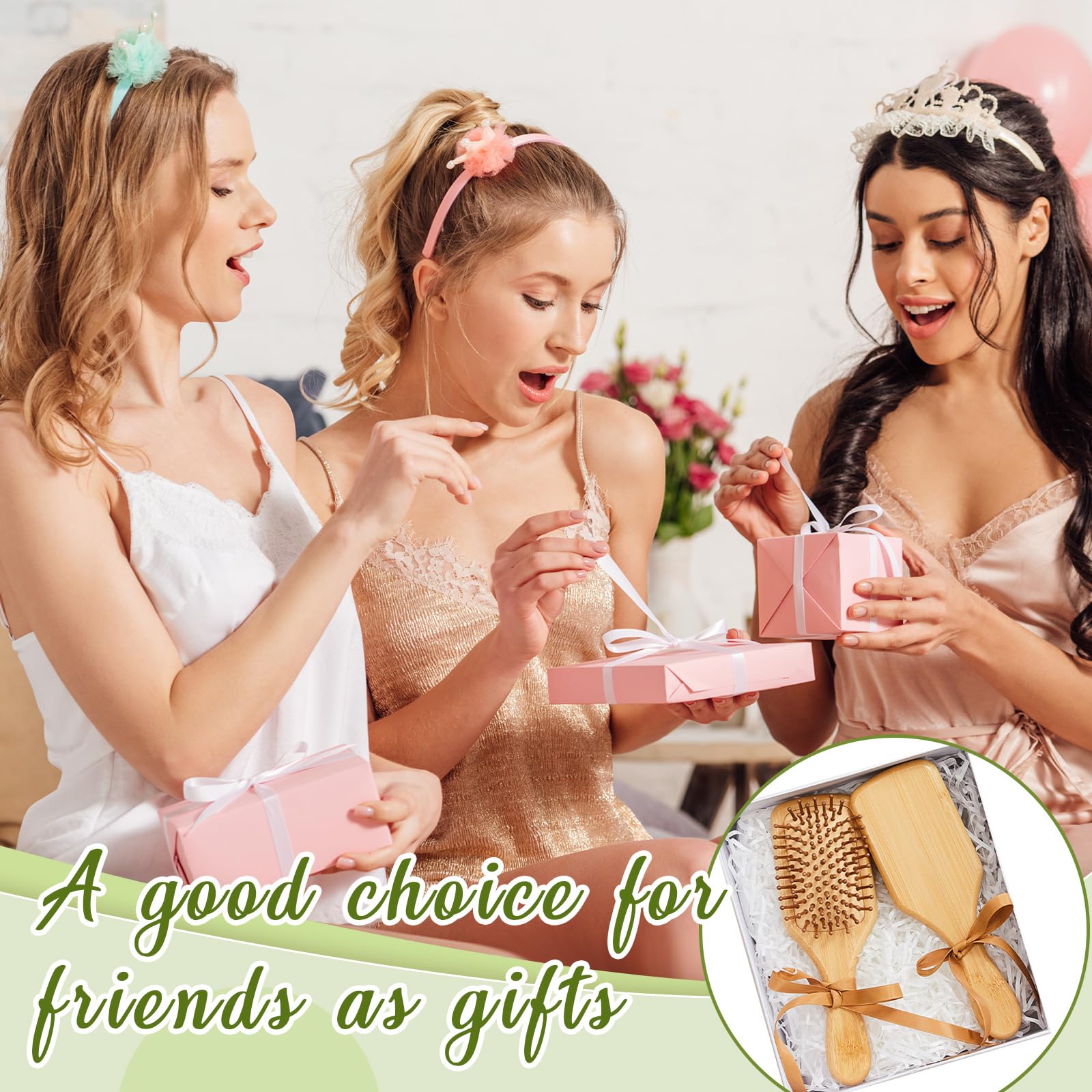 Tessco for You 12-Piece Bamboo Paddle Hair Brush Set