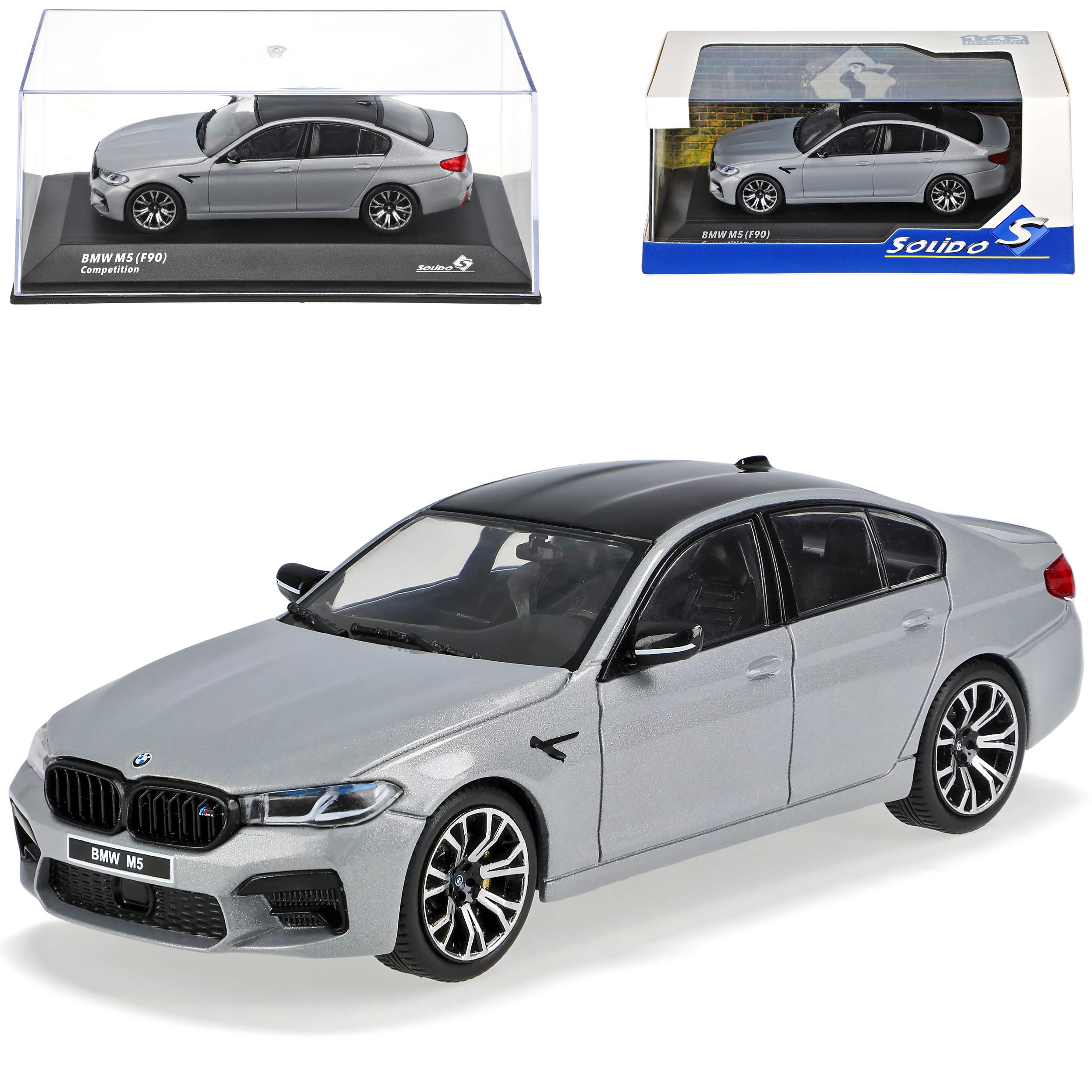 Generisch B*M*W 5er G30 M5 F90 Competition Limousine Dark Frozen Grau 2017-2023 1/43 Solido Modell Auto