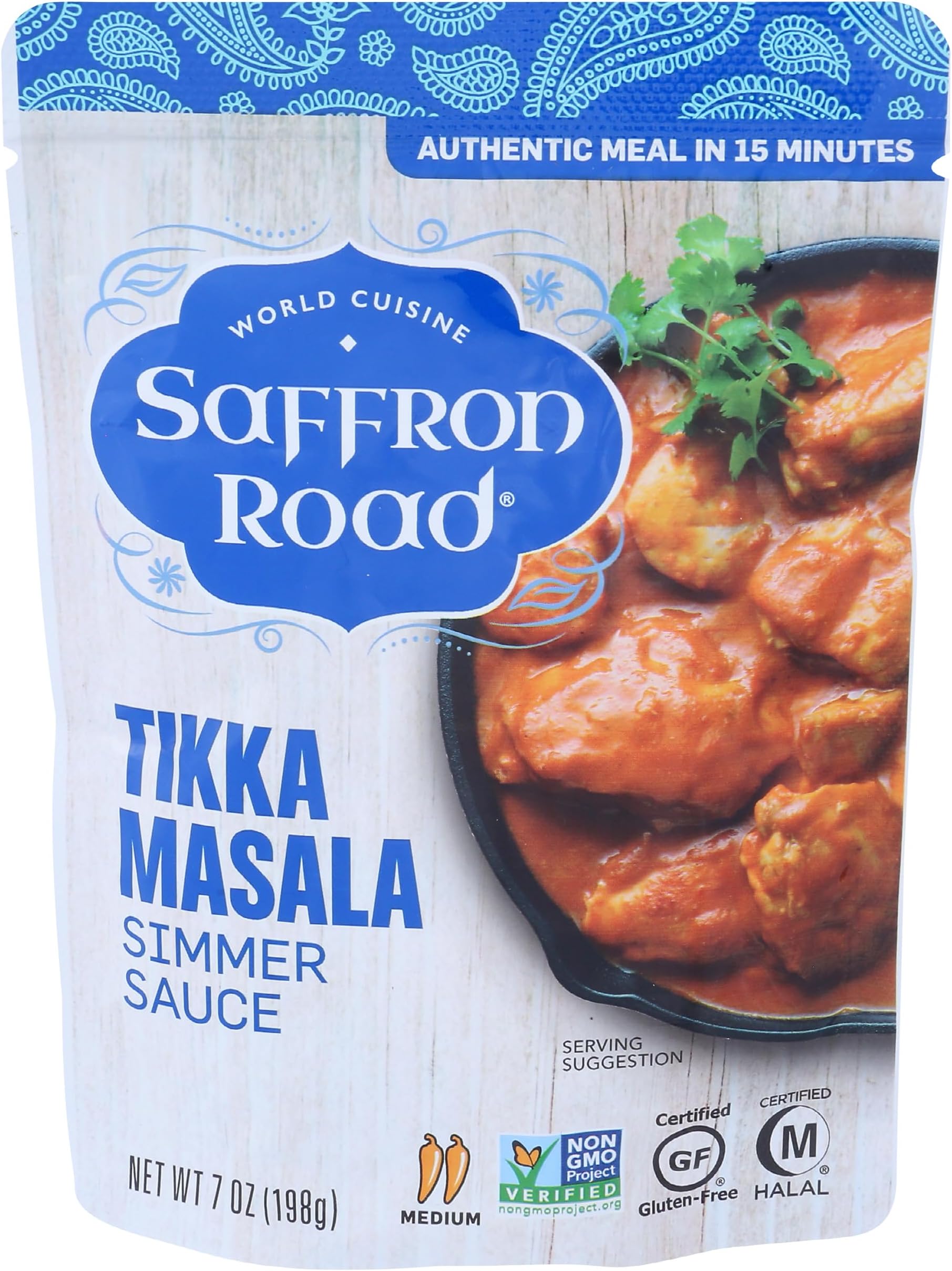 Tikka Masala Simmer Sauce, 7oz - Non-GMO, Gluten Free, Halal, Kosher