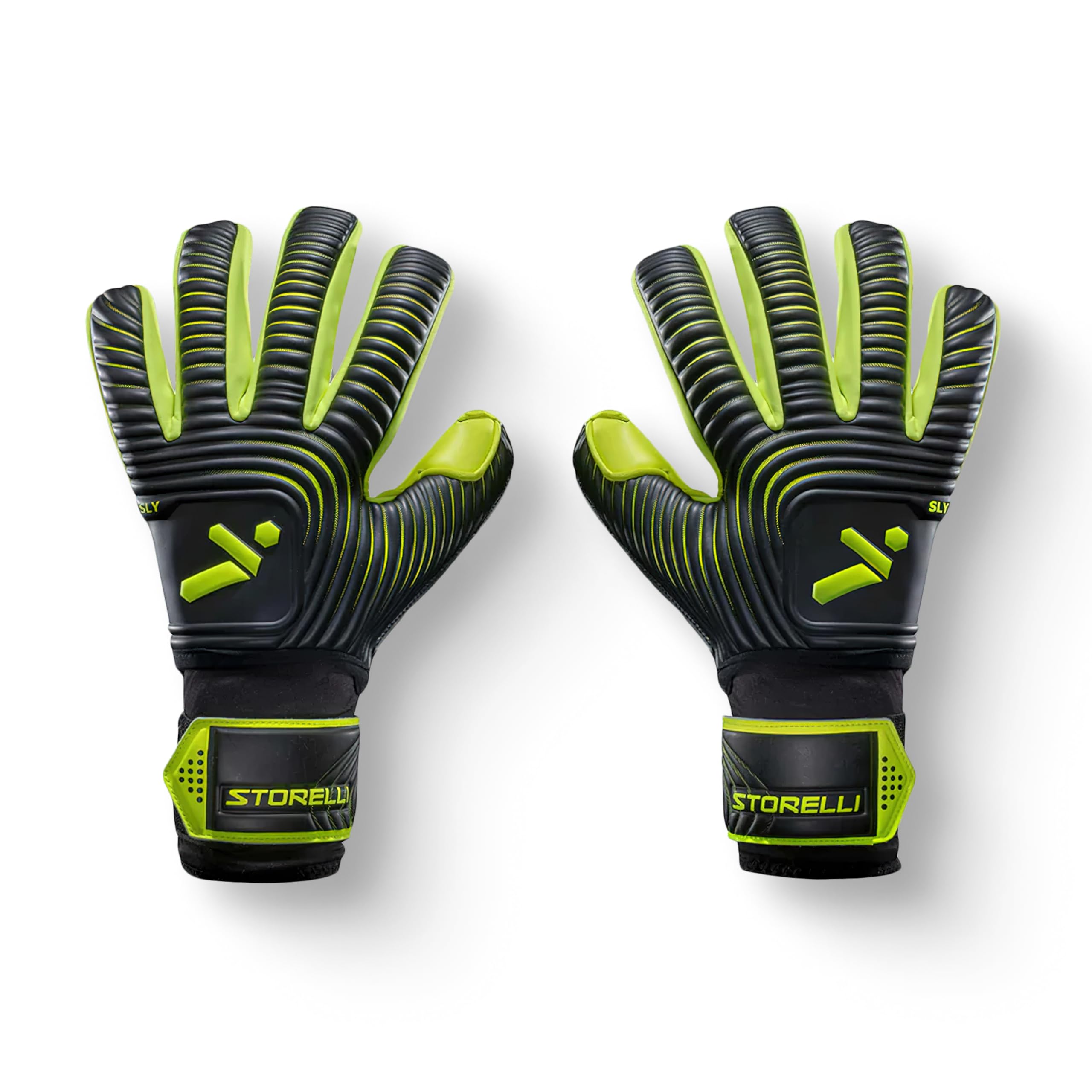 Storelli Silencer Sly Goalkeeper Gloves, Soccer Accessories, Sports Equipment, High-Impact Hand Protection with Removable Finger Spines, Unisex, Youth, Glove Bag Included, Black, Yellow, Size 10