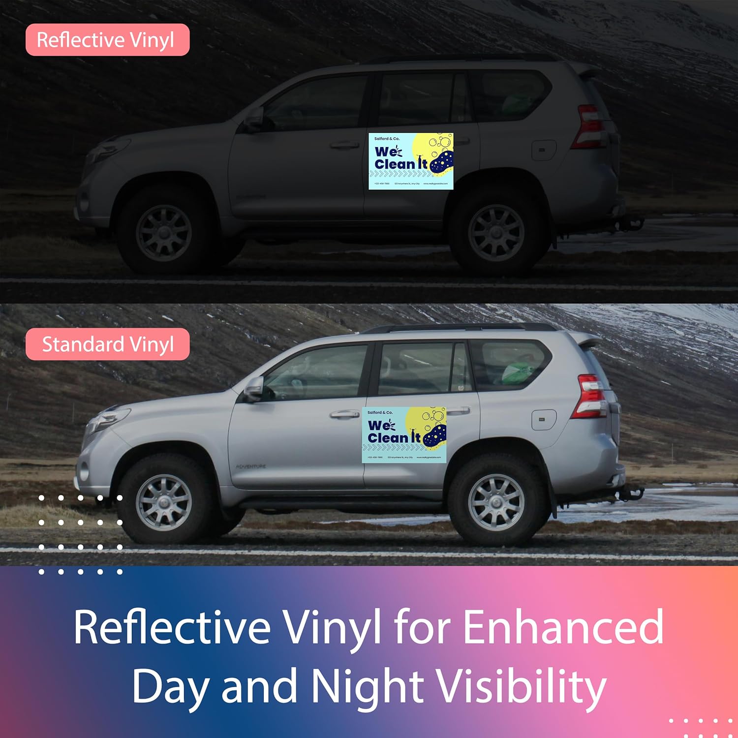 BillyPrint Custom Car Magnet for Business 2-Pack Vivid Printing Reflective Fade-Resistant Material Car Advertising Sign Personalized Magnetic Sheets for Vehicles Multi Size 10x20in