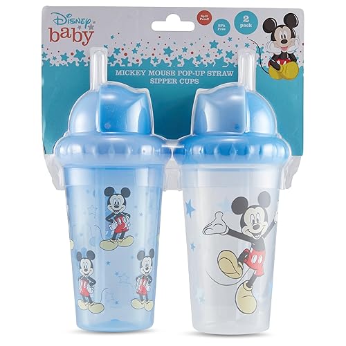 Miniatura 2 de Disney Vasos para sorber para niños y niñas  Paquete de dos vasos para sorber de 10 onzas con popote y tapa, botella de agua de viaje duradera a