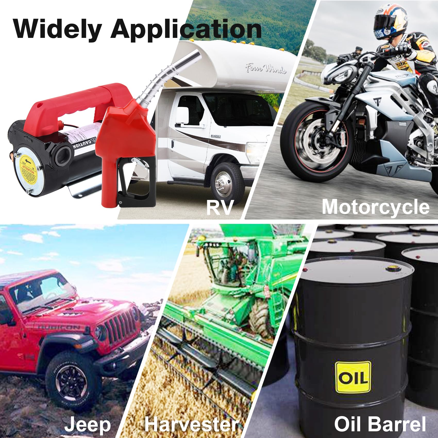 DOCAS 12V 175W Pompa Travaso per Diesel 45L/min, elettrica pompa,pompa di aspirazione dell'olio con Pistola, Filtro e Tubi per Diesel Kerosene