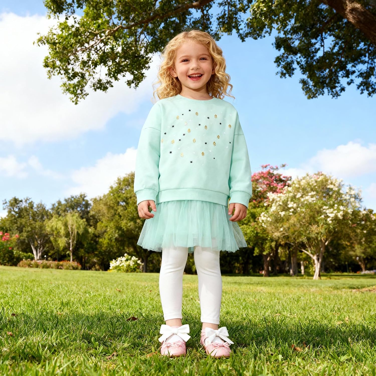 Hongshilian Little Girls Cotton Casual Dress Cartoon Appliques Fall Clothes Basic Jersey Long Sleeved Party Dresses - Image 2