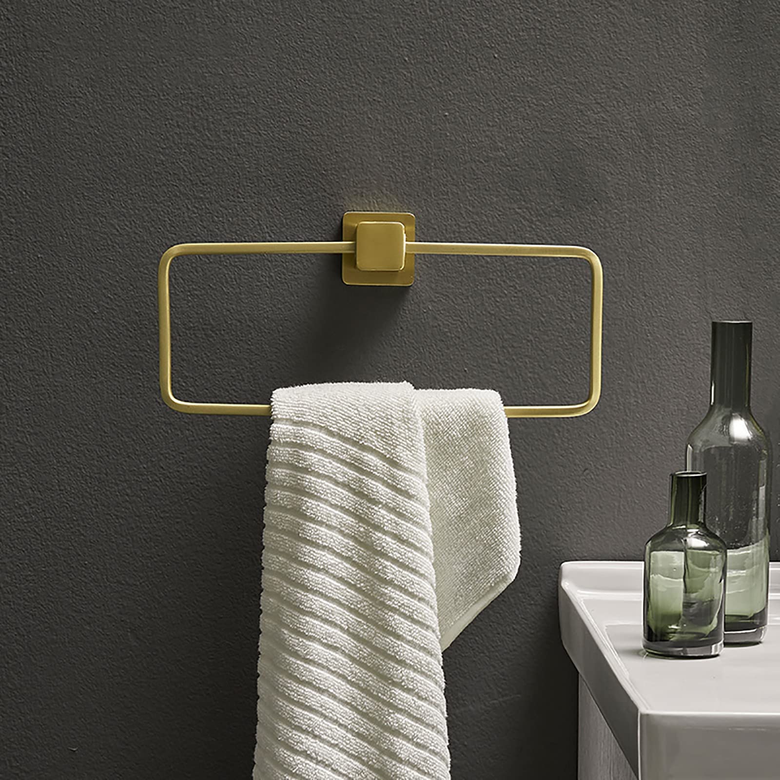 Toallero de aro para Pared, de Aluminio y Nogal, para baño, Cocina y Aseo Innovate