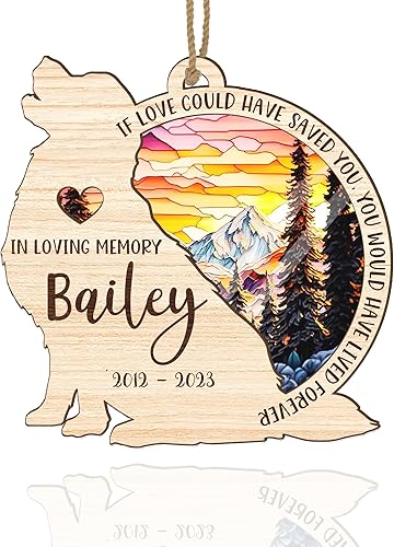 Imagen personalizada de gato con pérdida de mascotas, perro, conmemorativo, con nombre, fecha, razas de perro, atrapasoles, perro en el cielo,