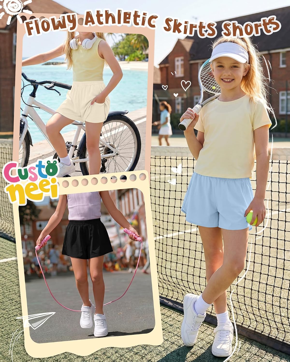 4 Pack Girls 2 in 1 Butterfly Skorts