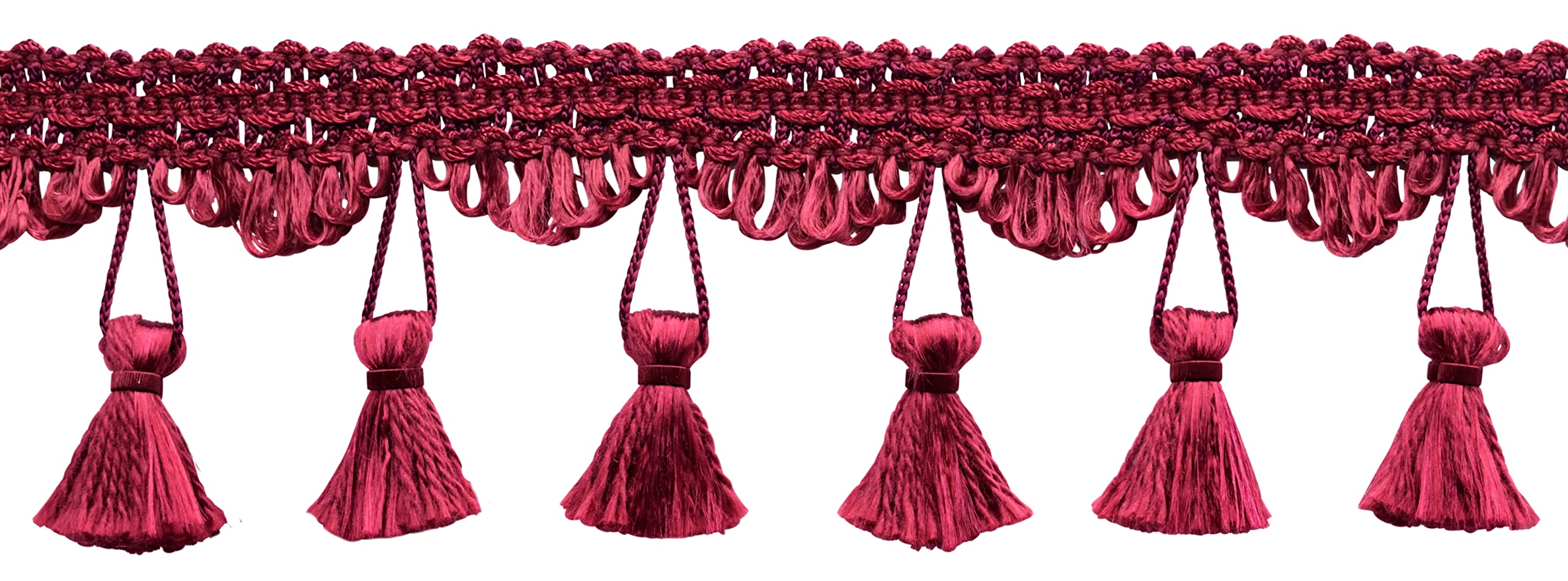 Frange festonnée de 5,5 cm rouge vin foncé TFSS0225 de 9,5 mètres