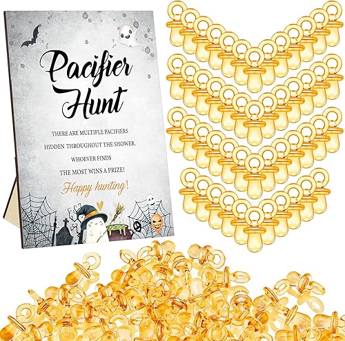 Miniatura 41 de Thyle 51 piezas Juego de Baby Shower "Ella es nuestra cereza del pastel" con búsqueda de chupetes rojos, incluye señal de búsqueda y 50 chupetes