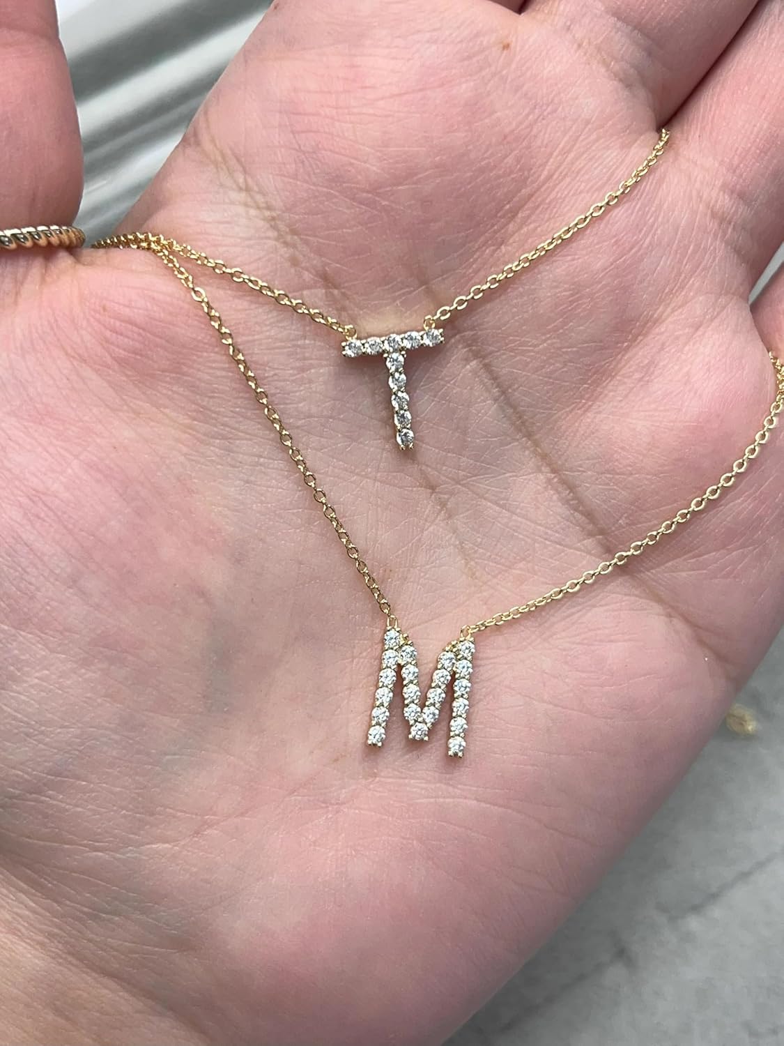 Takar 14K Gold Plated Initial Necklace, Dainty Cubic Zirconia Vermeil Sterling Silver Letter Pendant, Personalized Alphabet Charm, Initial Letter Pendant for Women & Men Available in 16" & 18" Chain - Image 3