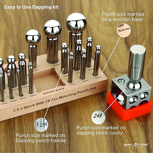 Miniatura 4 de Splenor Tools Juego de troqueles cuadrados de acero de 2 pulgadas para hacer joyas y formación de metal (18 ponches)