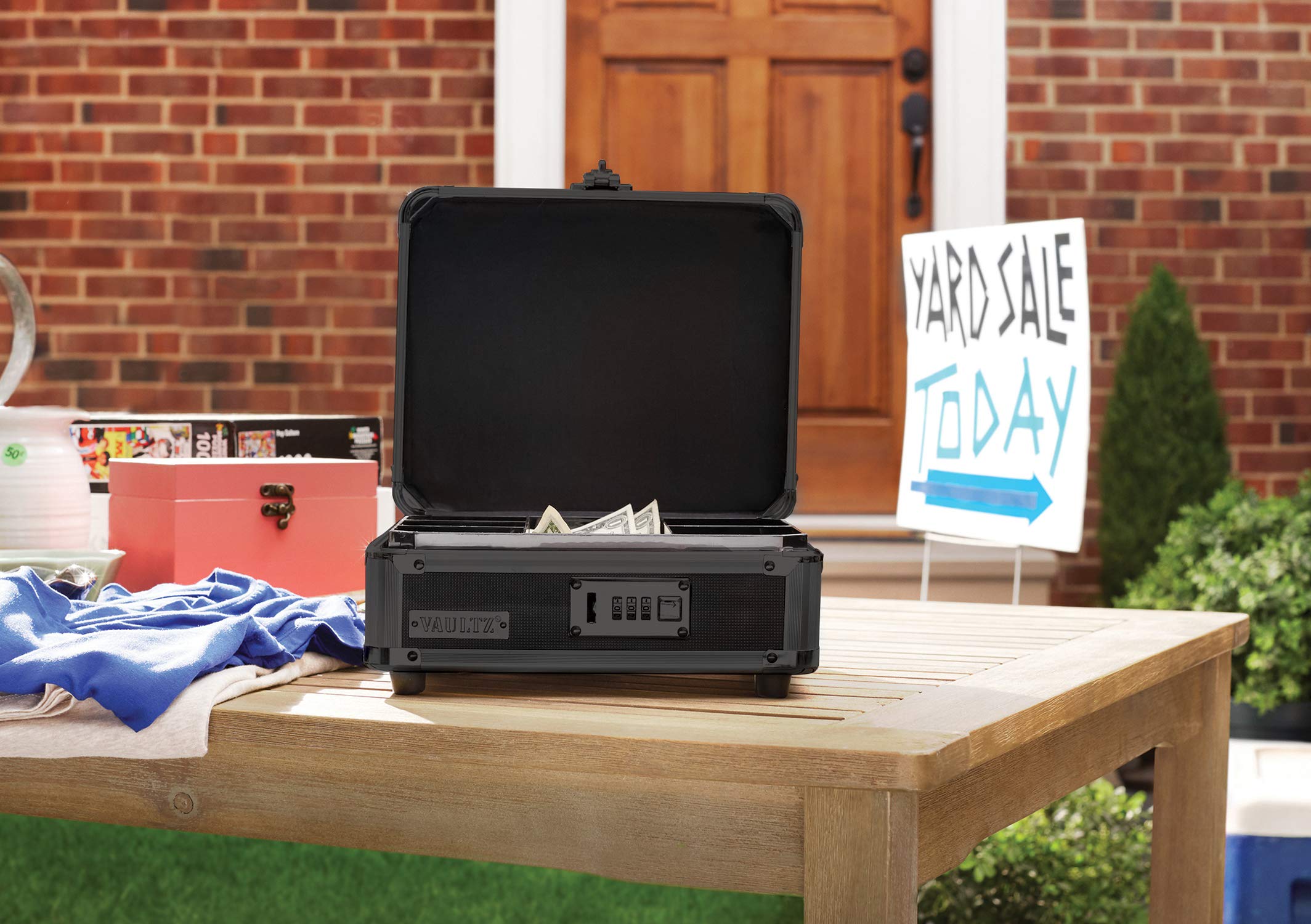 Buy Vaultz Locking Cash Box with Bill and Coin Tray, Combination Lock