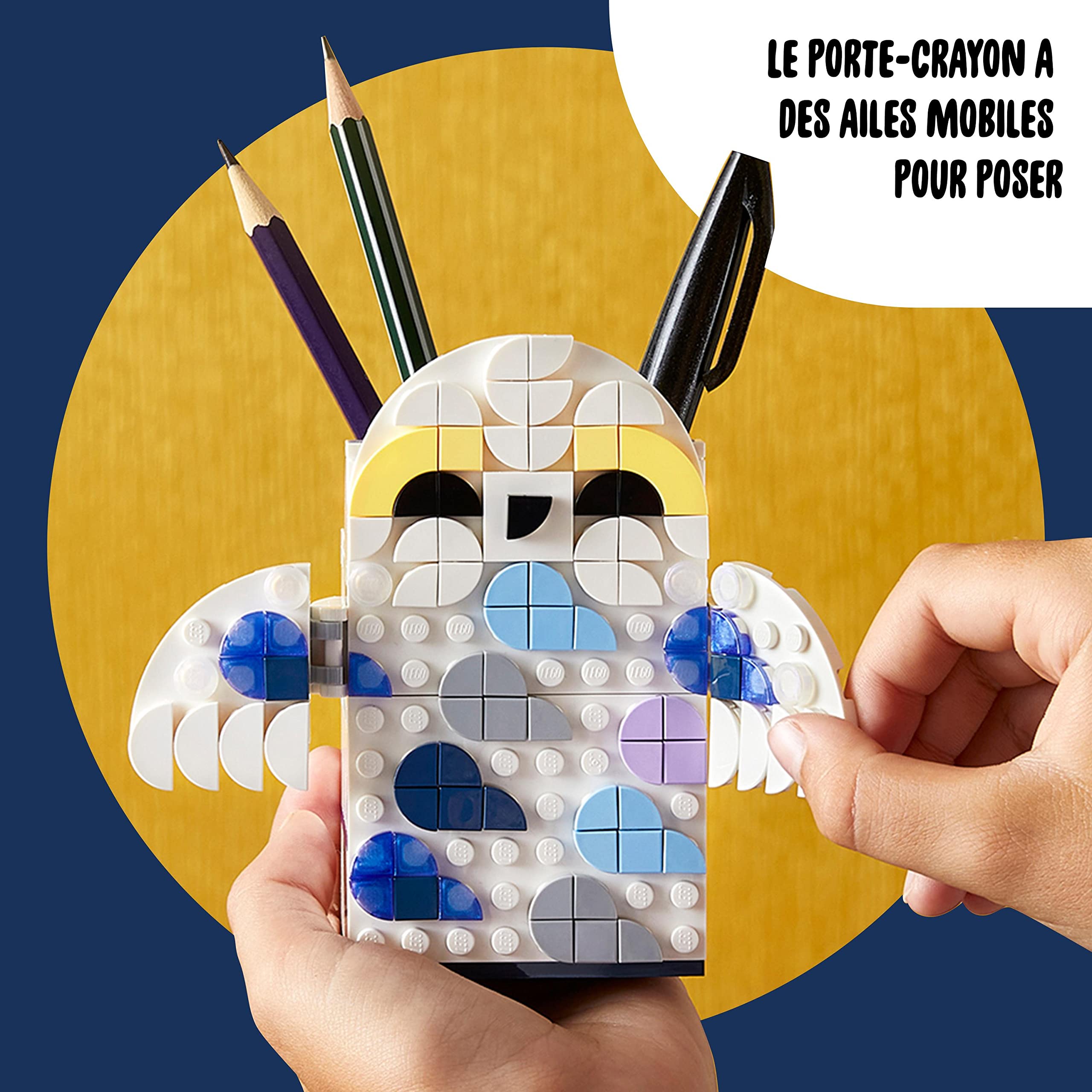 LEGO 41809 Dots Porte-Crayons Hedwige, Accessoires de Bureau Harry Potter Hibou, Pot à Crayon et Porte-Note, Jouets pour Enfants, Fournitures de Rentrée Scolaire