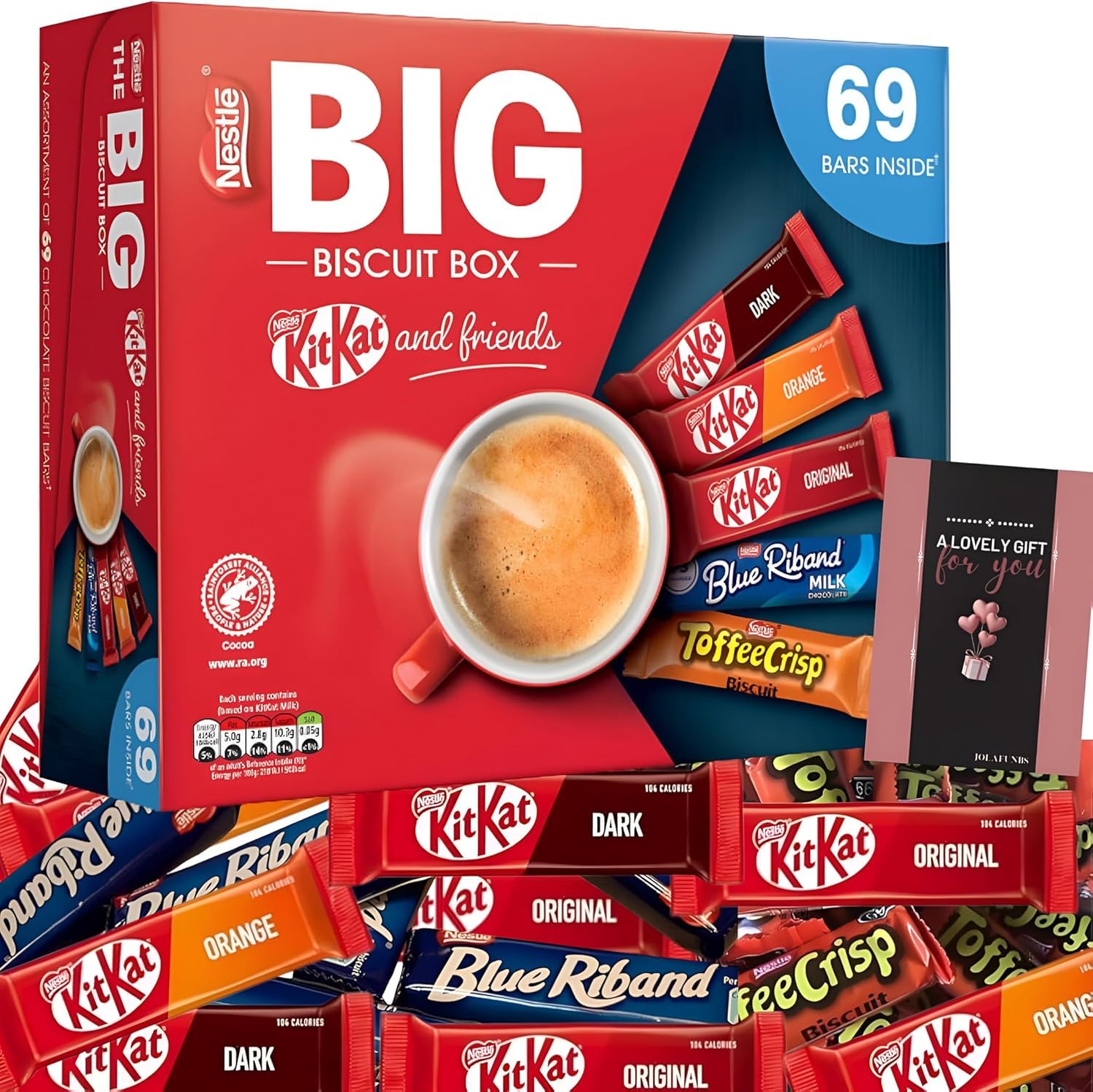 MehxUltimate Treat BIG BUSCUIT Box - Assorted Chocolate & Caramel Bars for All Occasions - Gift Set for Birthdays, Holidays, and Celebrations (Pack of 69, Biscuit and Chocolate Variety)