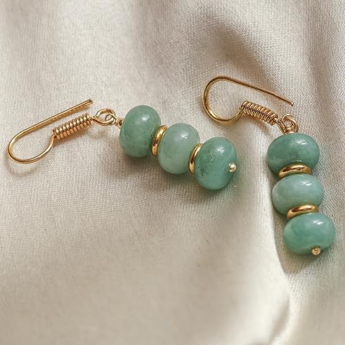 Miniatura 3 de Gempires Mother's Day Gift Natural Aqua Chalcedony in 14k Yellow Gold Plated Drop Dangle Earring For Women - Healing Gemstone Jewelry for Women