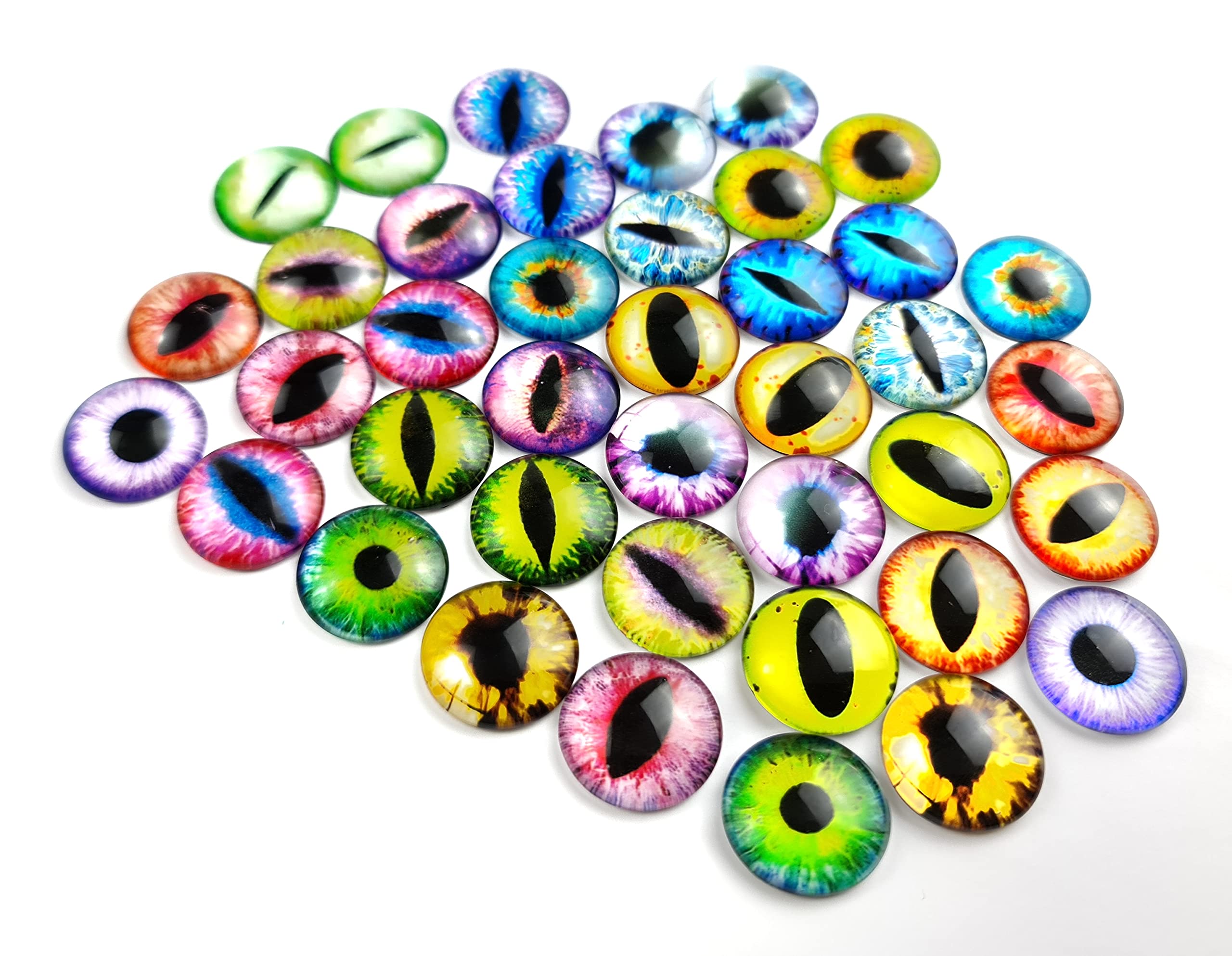 Cabochons en verre 20 mm yeux d'animaux pour poupée et création de bijoux créatifs | Lot de 60