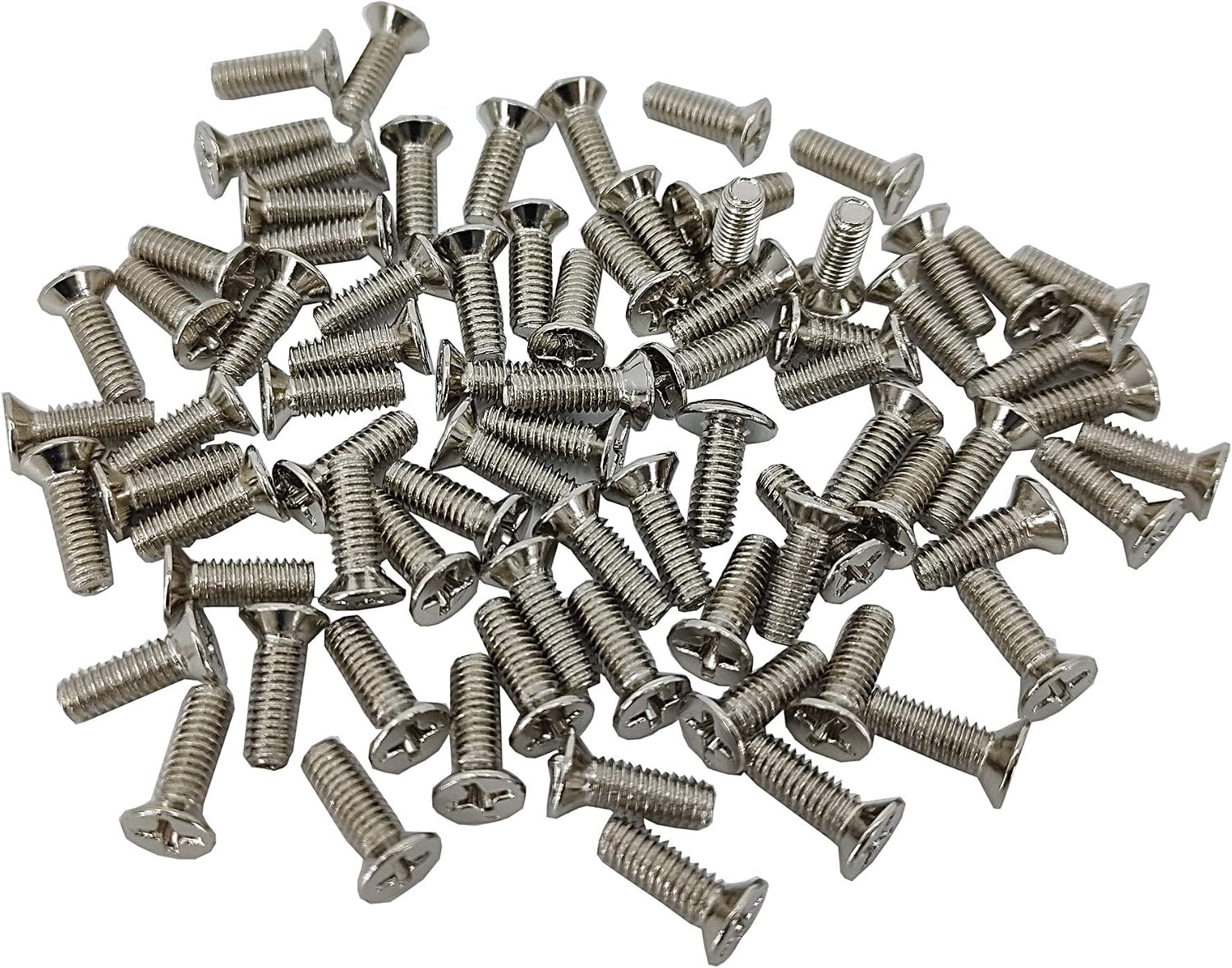 FixtureDisplays® 100PK M4 X 14mm Pitch 0.7mm - Phillips Flat Head Machine Screw (Countersunk) Carbon Steel Nickel Plated Cross Recessed 302228-2D