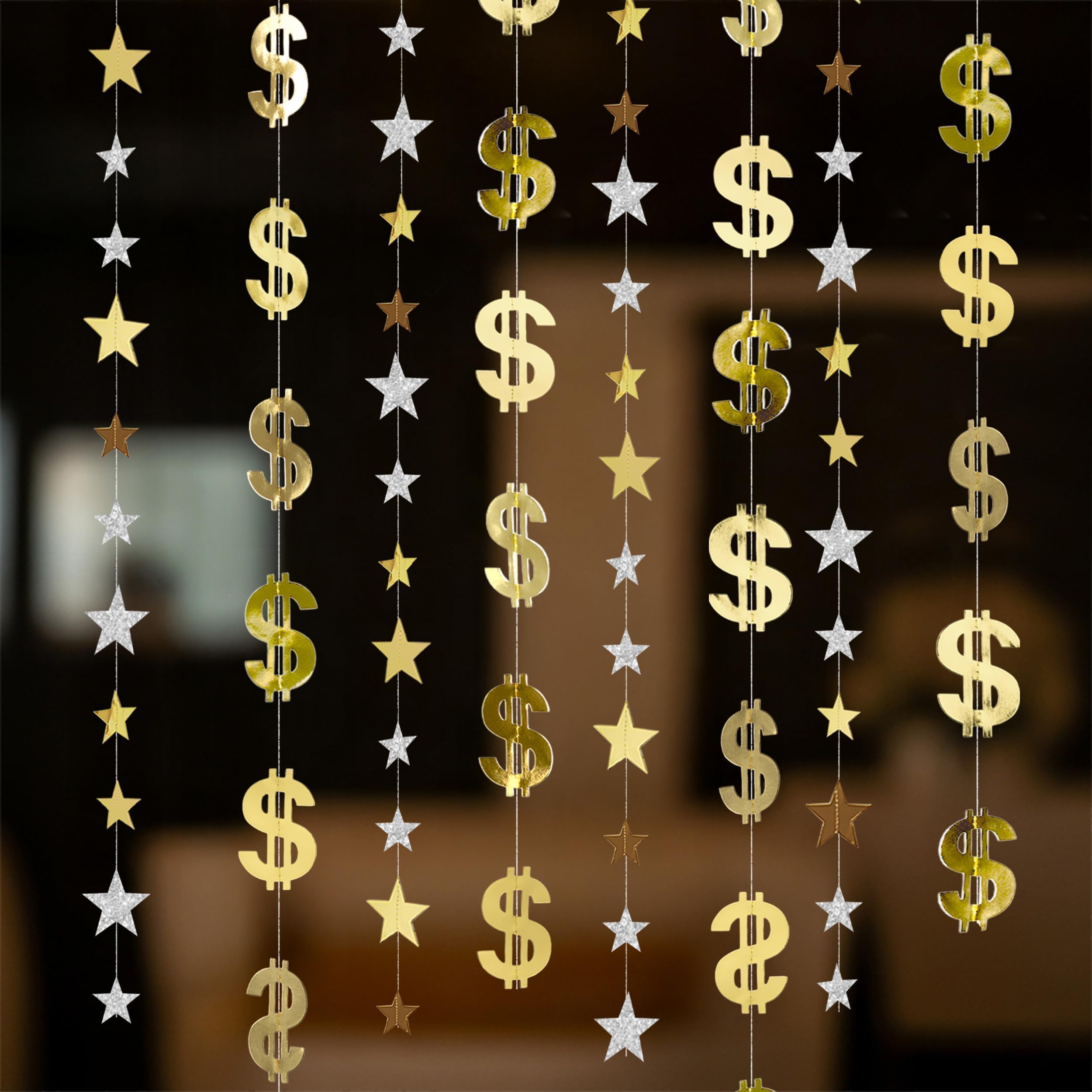 Photo 1 of Cheerland Dollar Party Decorations Money Garland Currency $ Sign Hanging Streamer for Birthday Retirement Finance Office Vegas Theme Casino Night Gambling Success Tax Decor Graduation Party Supplies
