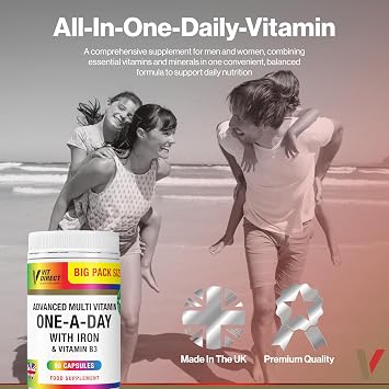 Advanced Multi Vitamins - One A Day - Includes Iron & Vitamin B3-90 Capsules for 90 Days - Health & Wellbeing Food Supplement - Amazon Vitamins